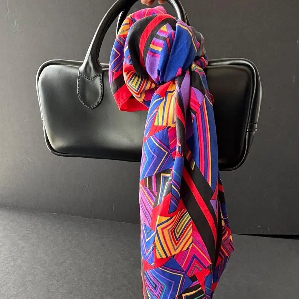 Harvé Benard silk scarf with geometric pattern 100% silk